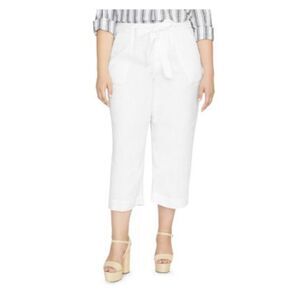 SANCTUARY Womens White Zippered Cropped Tie Belt Sheer Wide Leg Pants Plus 20W